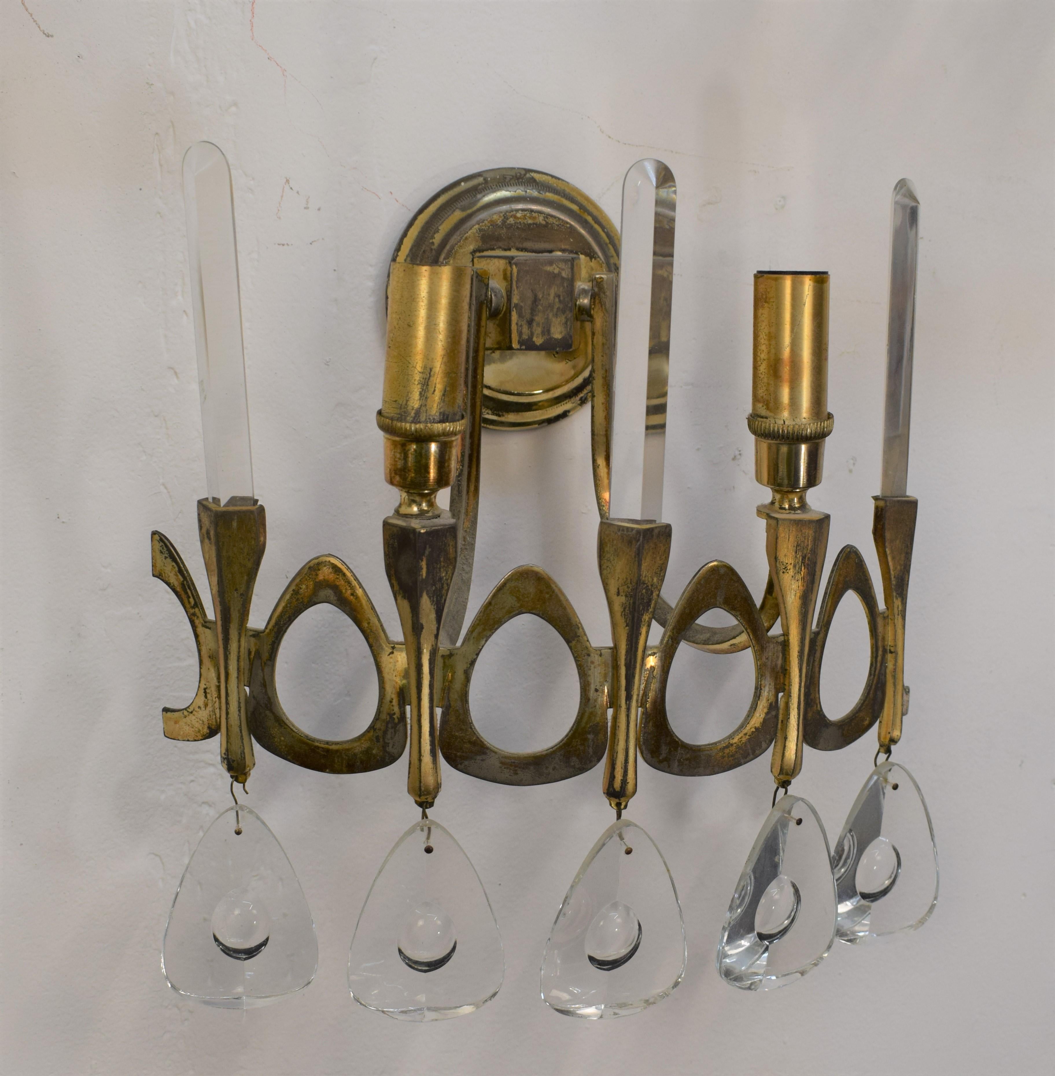 Set of Five Italian Sconces by Sciolari, 1960s In Good Condition For Sale In Palermo, PA