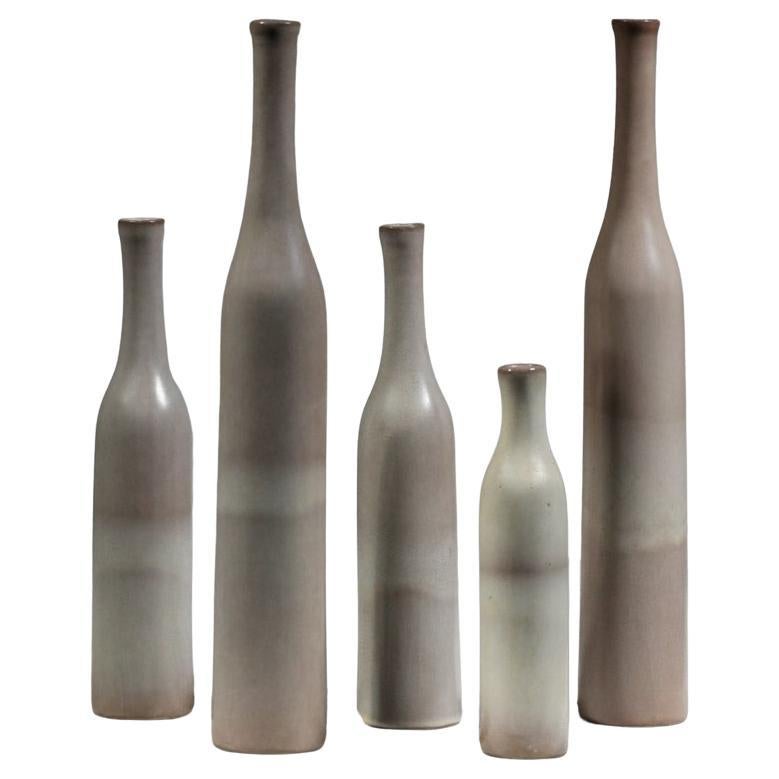 set of five Jacques et Danièle Ruelland gray-glazed ceramic vases  For Sale 9