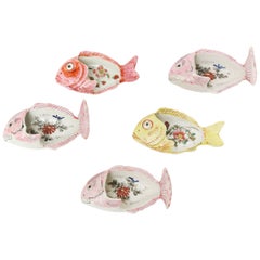 Vintage Arita Porcelain Fish Shaped Bone or Sauce Dishes- Set of Five