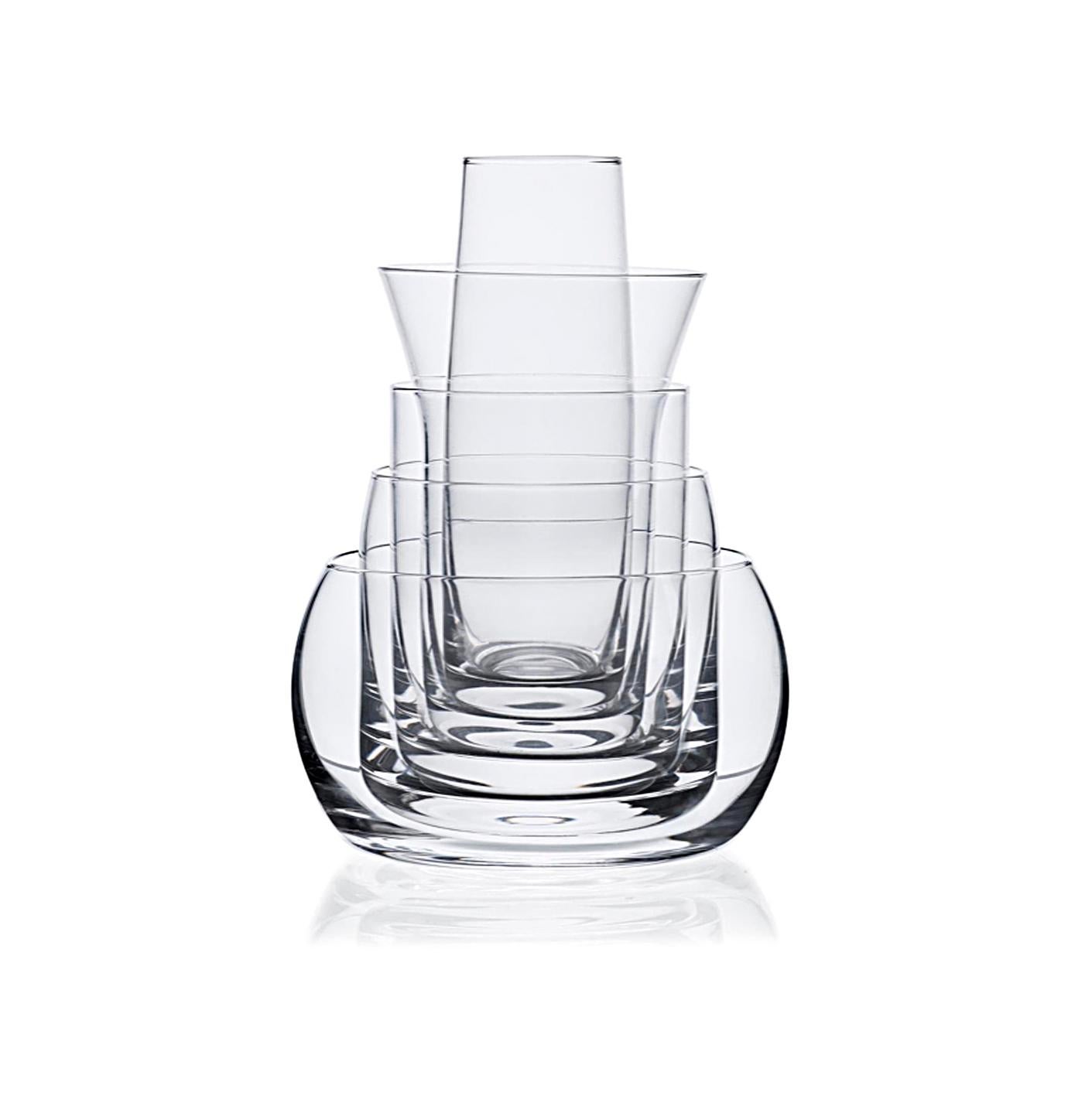 Mid-Century Modern Set of Five Joe Colombo '5-in-1' Glass Vases by Karakter 