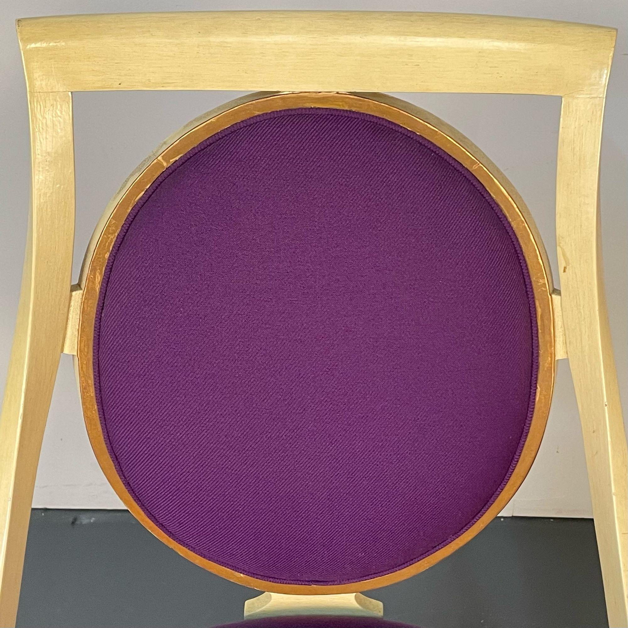 Set of Five John Widdicomb Dining / Side Chairs, Art Deco, Gold Leaf, Purple For Sale 3