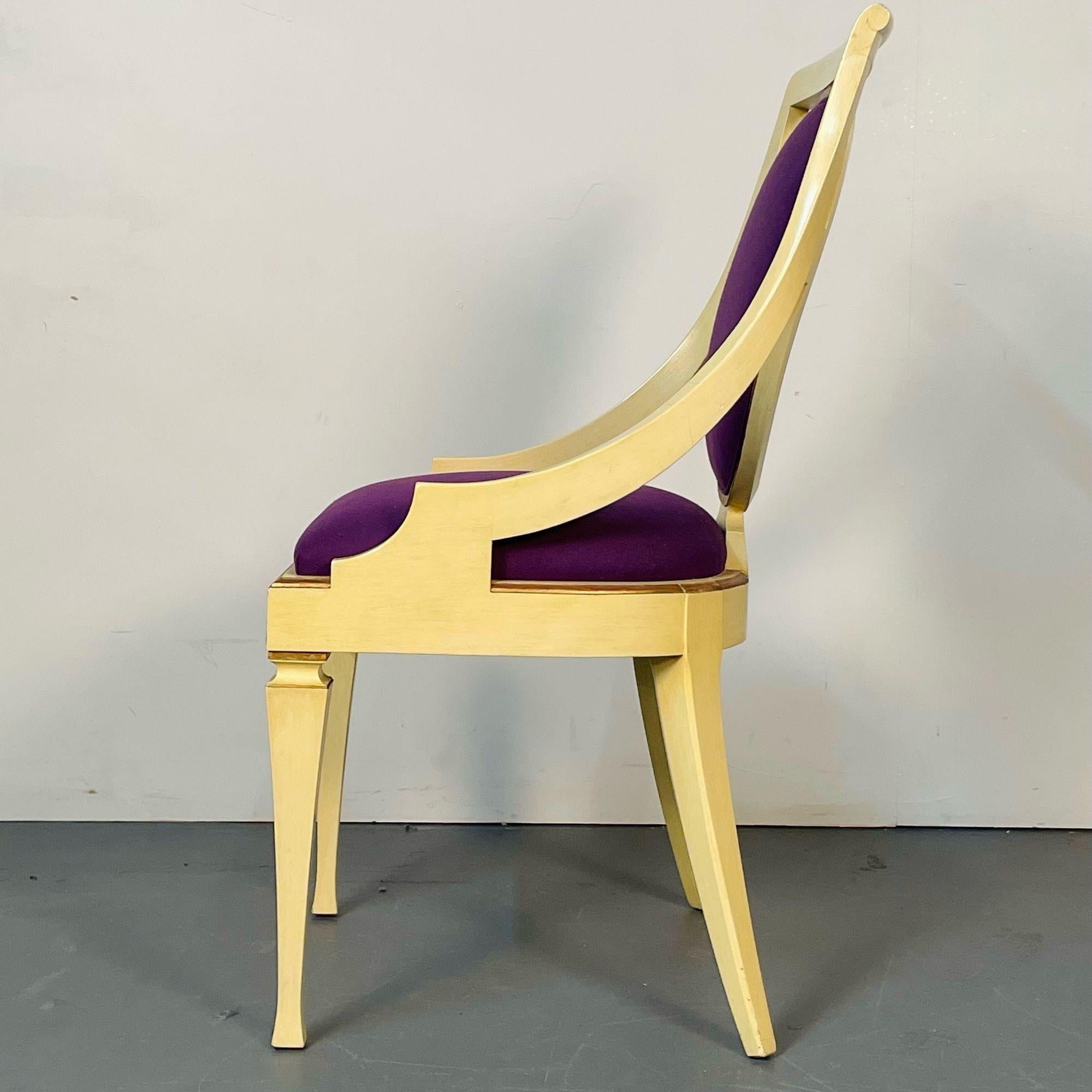 Set of Five John Widdicomb Dining / Side Chairs, Art Deco, Gold Leaf, Purple For Sale 5