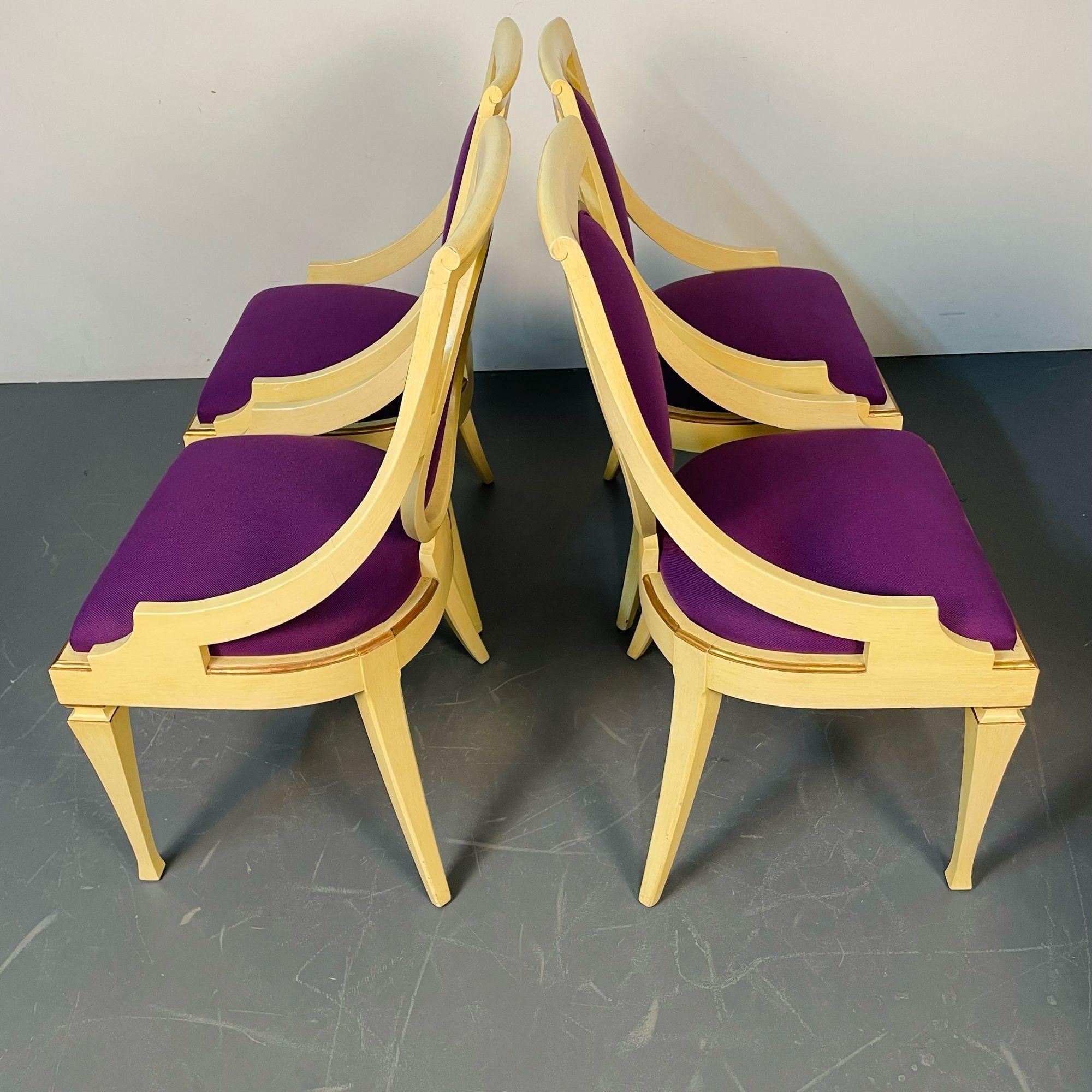 Set of Five John Widdicomb Dining / Side Chairs, Art Deco, Gold Leaf, Purple For Sale 1