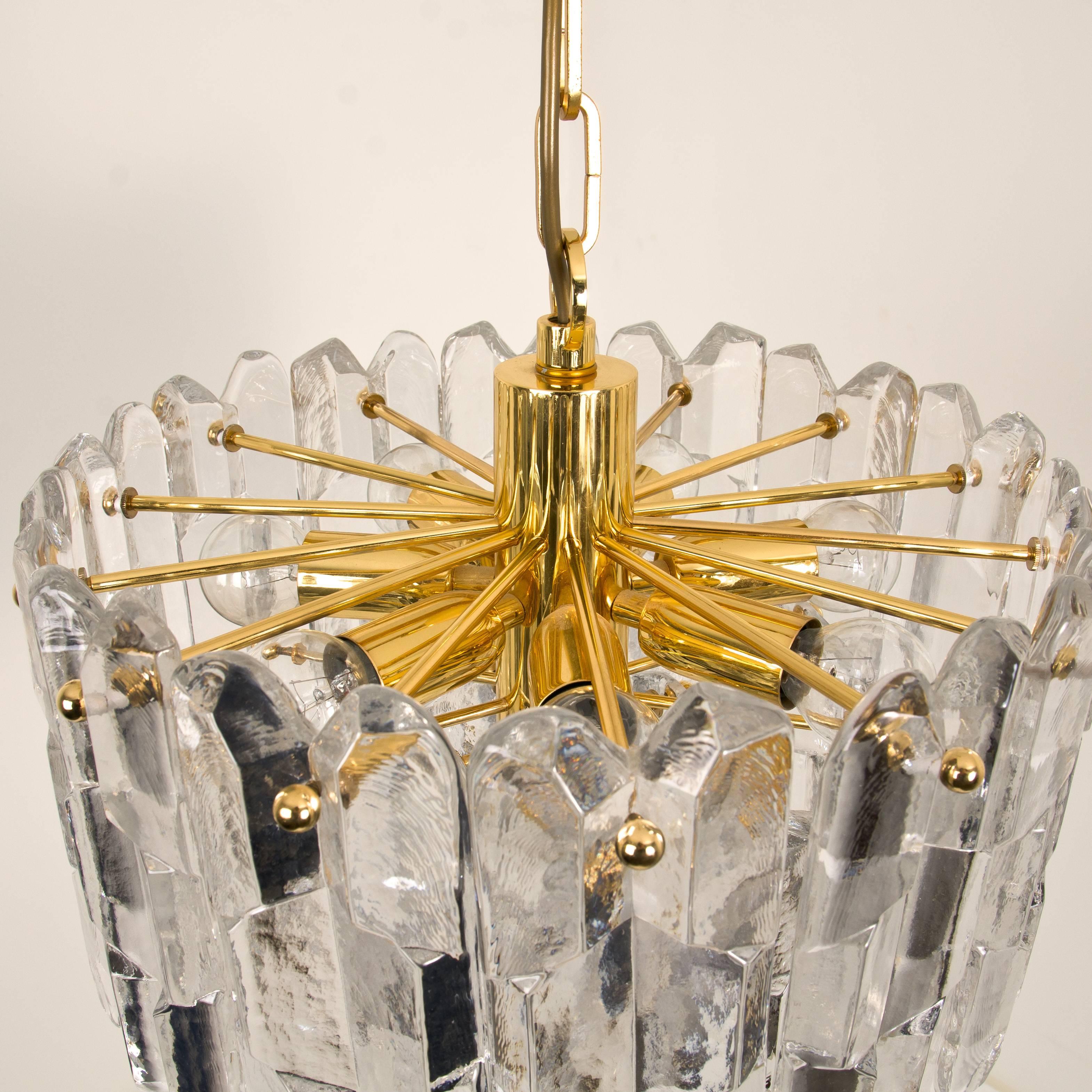 Set of Five J.T. Kalmar 'Palazzo' Light Fixtures Gilt Brass and Glass, 1970 For Sale 1