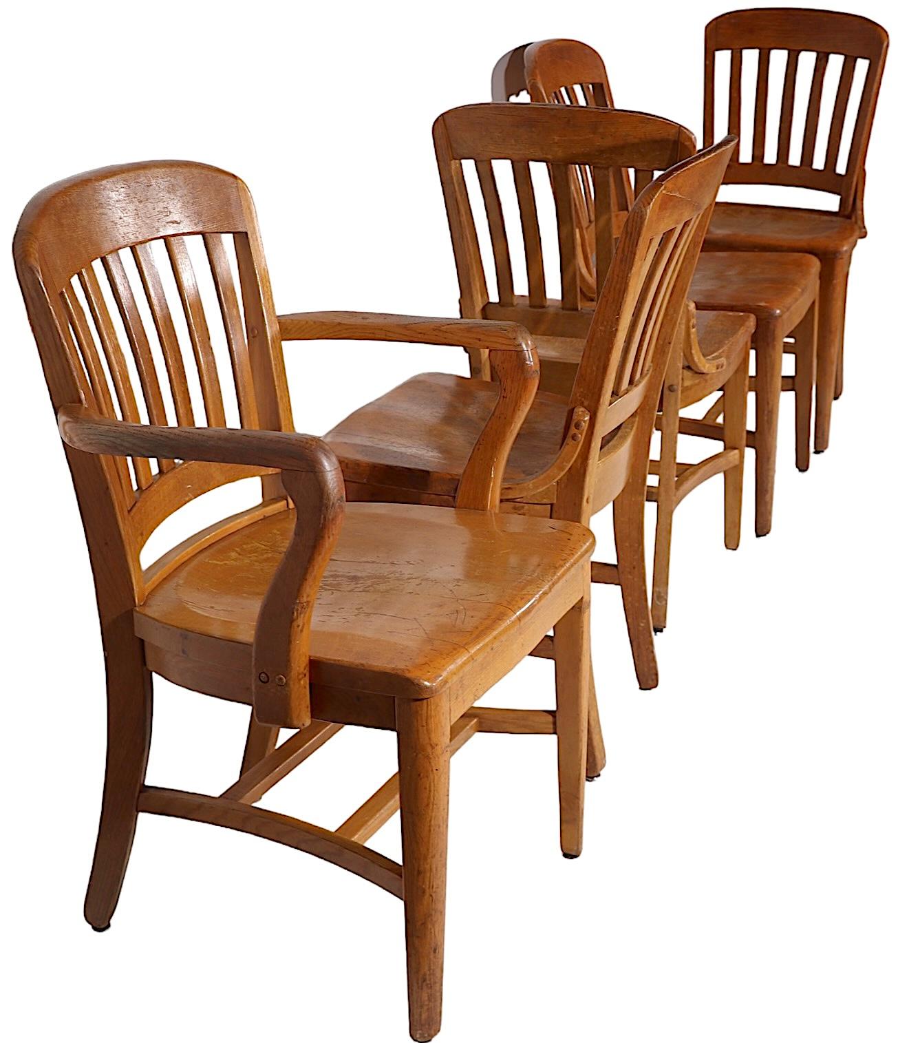 Set of Five Jury, Bank of England Style  Office, Desk or Dining Chairs  For Sale 3