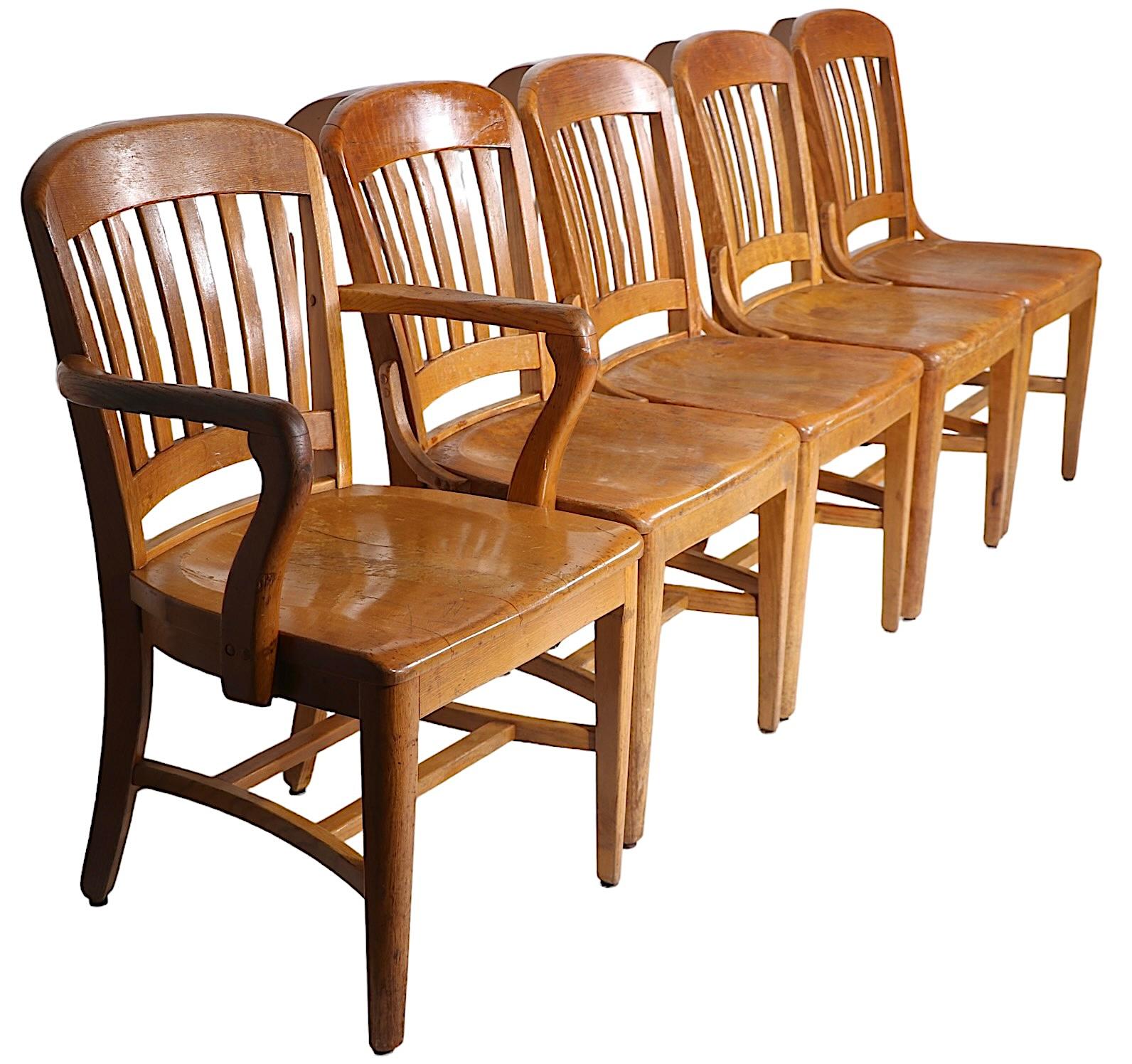American Set of Five Jury, Bank of England Style  Office, Desk or Dining Chairs  For Sale