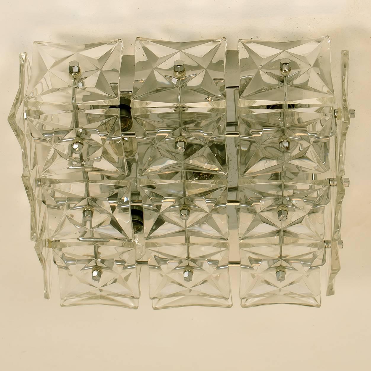 Set of Five Kinkeldey Light Fixtures, Nickel Crystal Glass, 1970 For Sale 1