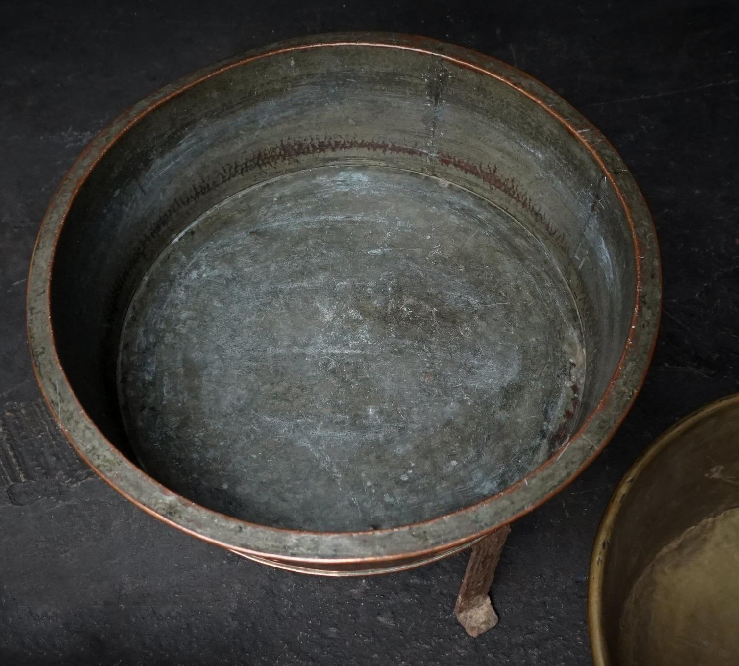 French Set of Five Large Copper and Brass Jam or Confiture Pans