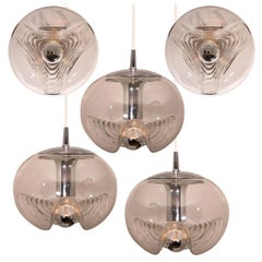 Set of Five-Light Fixtures Koch & Lowy, Two Sconces and Three Pedant Lights 1970