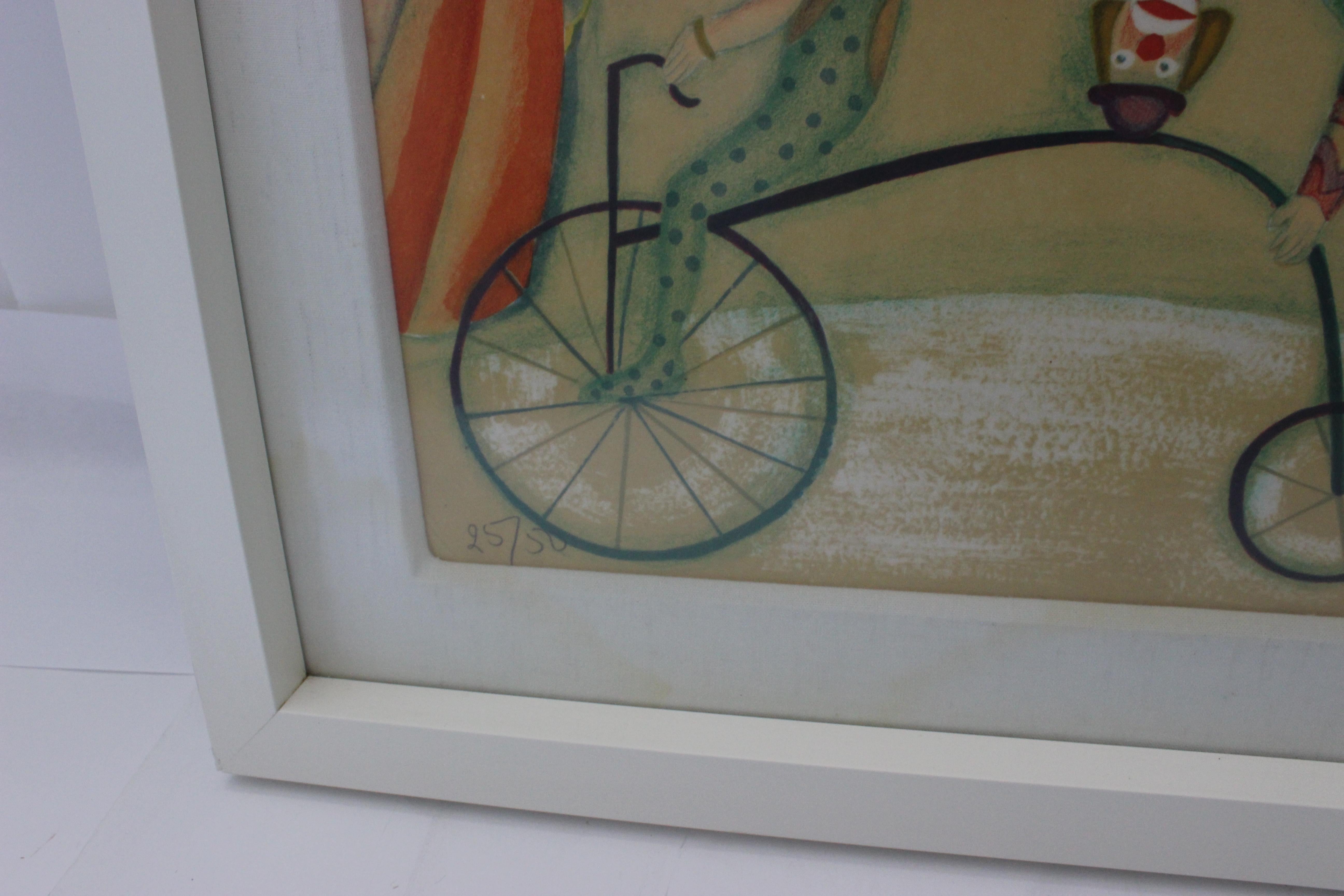 Glass Set of Five Lithographs 