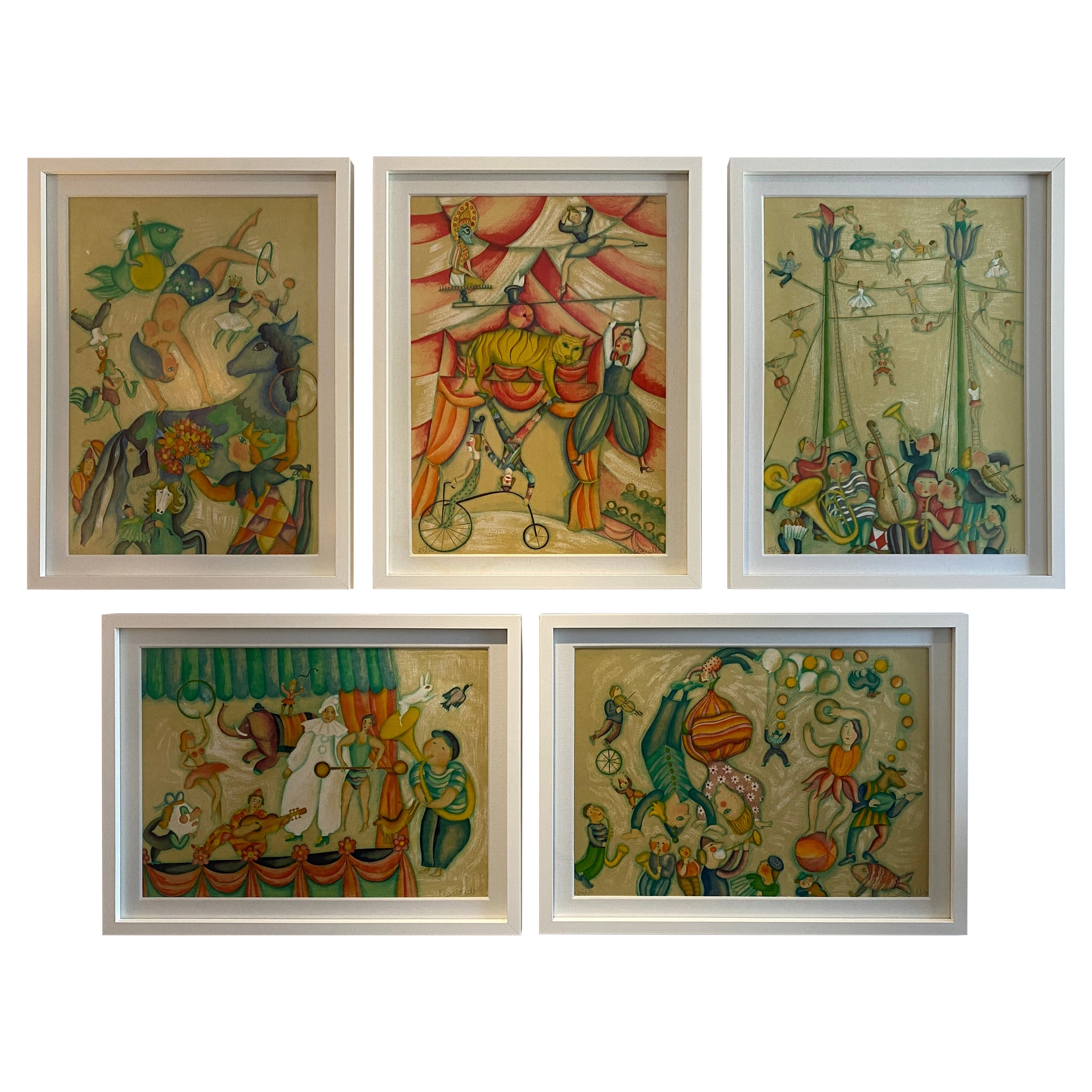 Set of Five Lithographs "the Trail of the Stars" by Francoise Deberdt