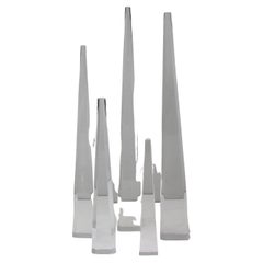 Set of Five Lucite Obelisks