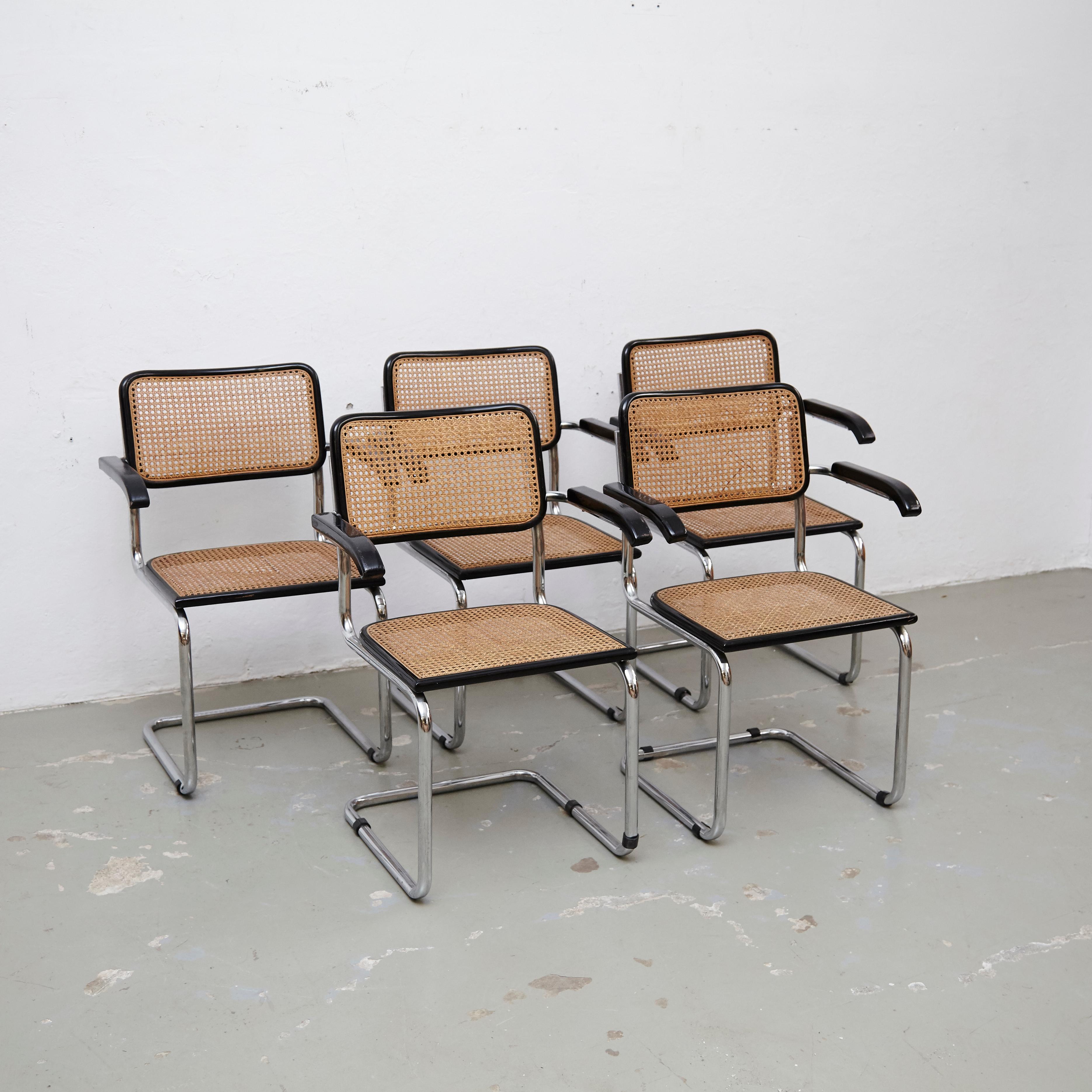 Late 20th Century Set of Five Marcel Breuer Cesca Chairs, circa 1970