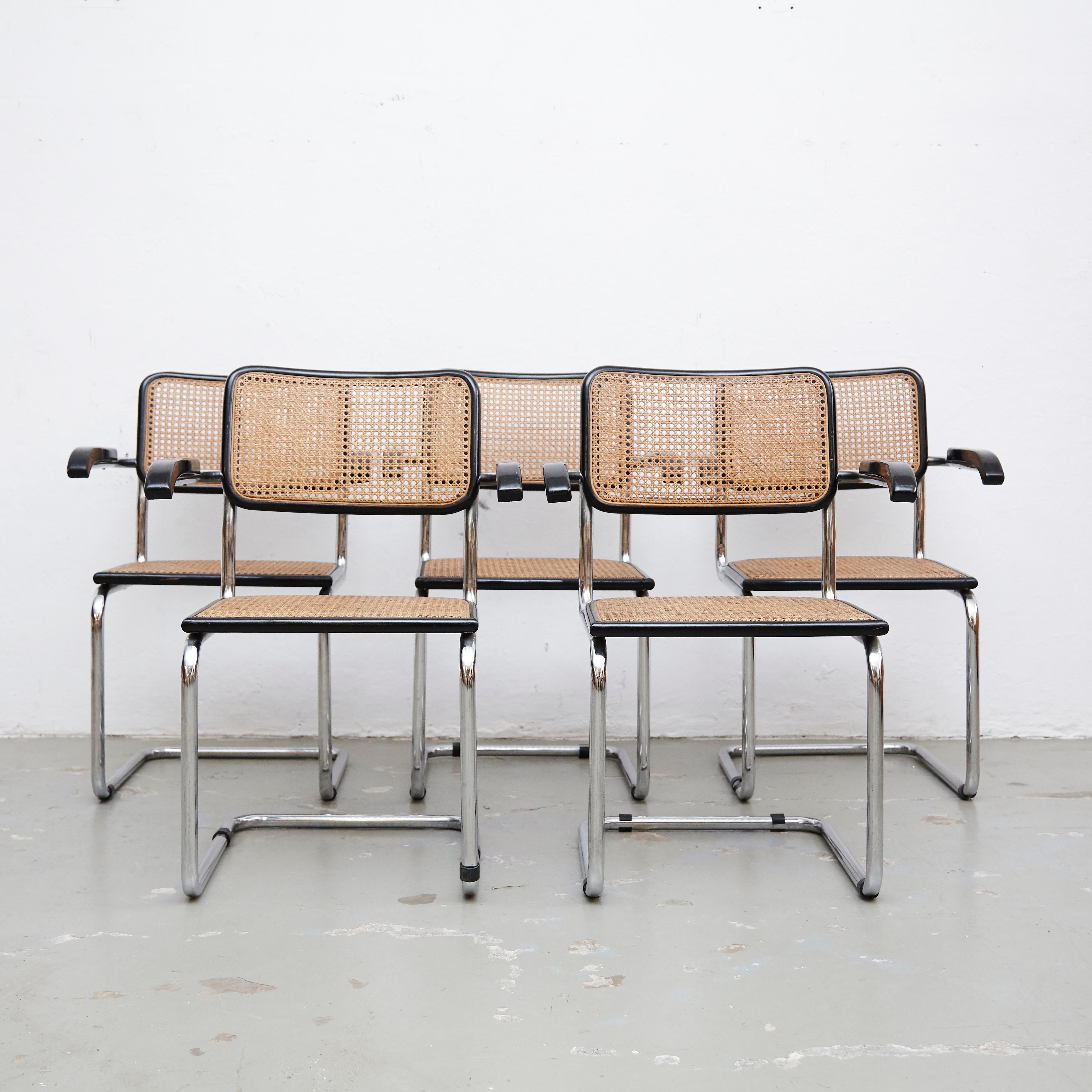 Metal Set of Five Marcel Breuer Cesca Chairs, circa 1970