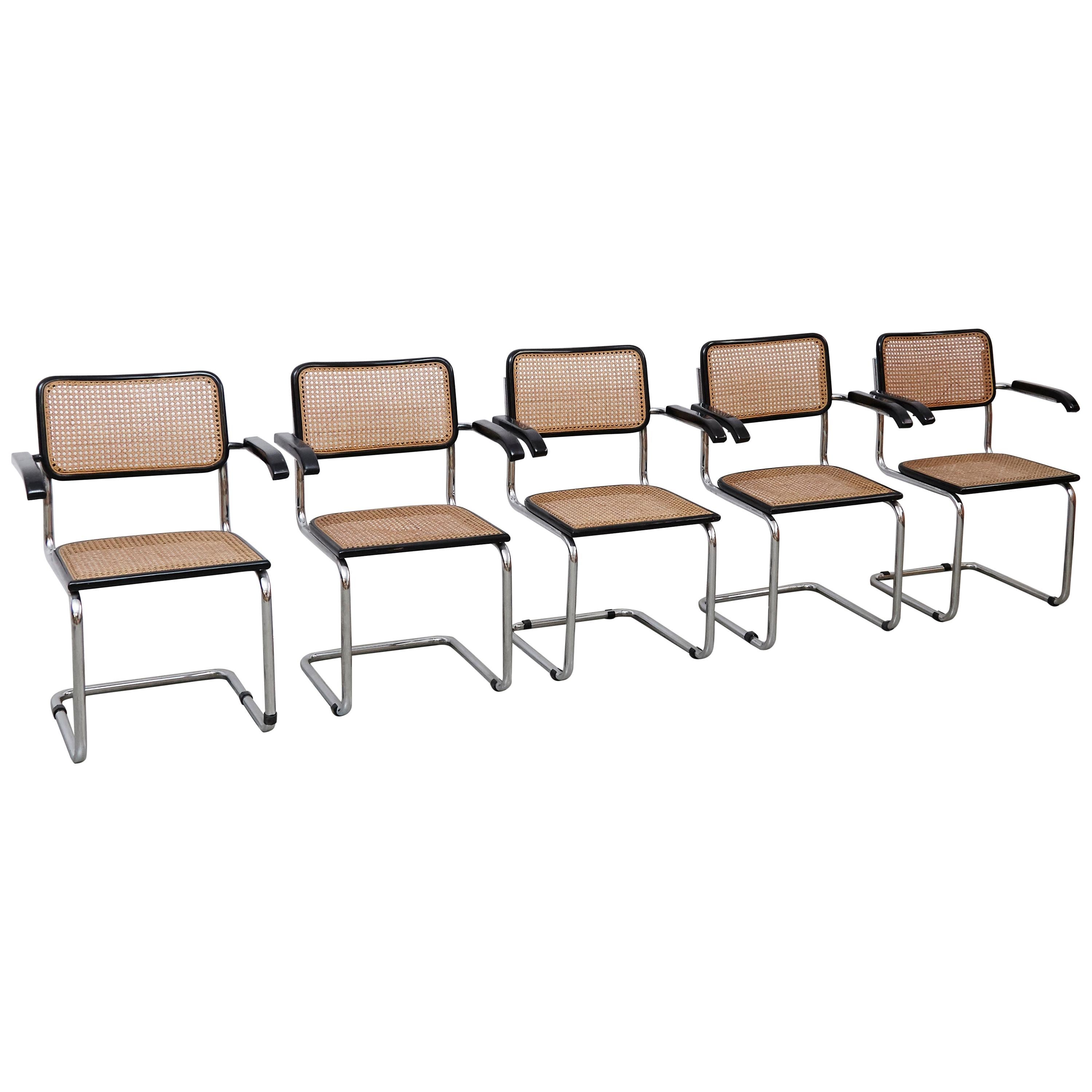 Set of Five Marcel Breuer Cesca Chairs, circa 1970