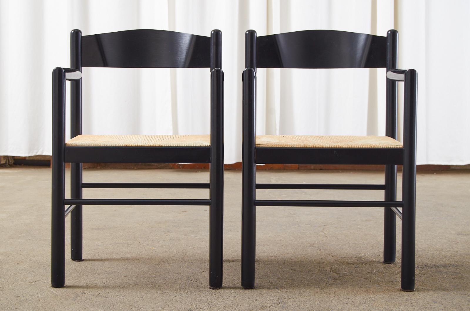 Rush Set of Five Massimo and Lella Vignelli Lacquered Acorn Armchairs