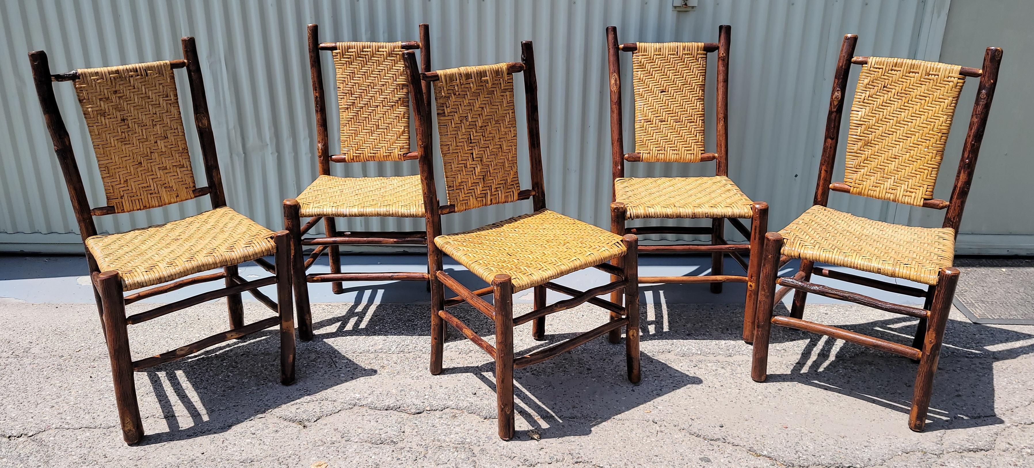 American Set of Five Matching Signed Old Hickory Chairs -5