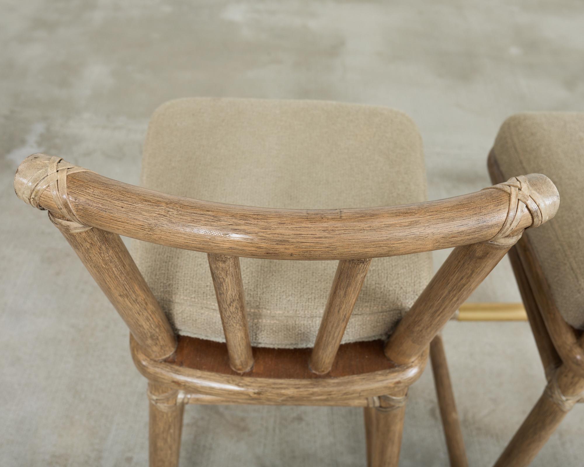 Set of Five McGuire Cerused Rattan Counter Height Barstools 6