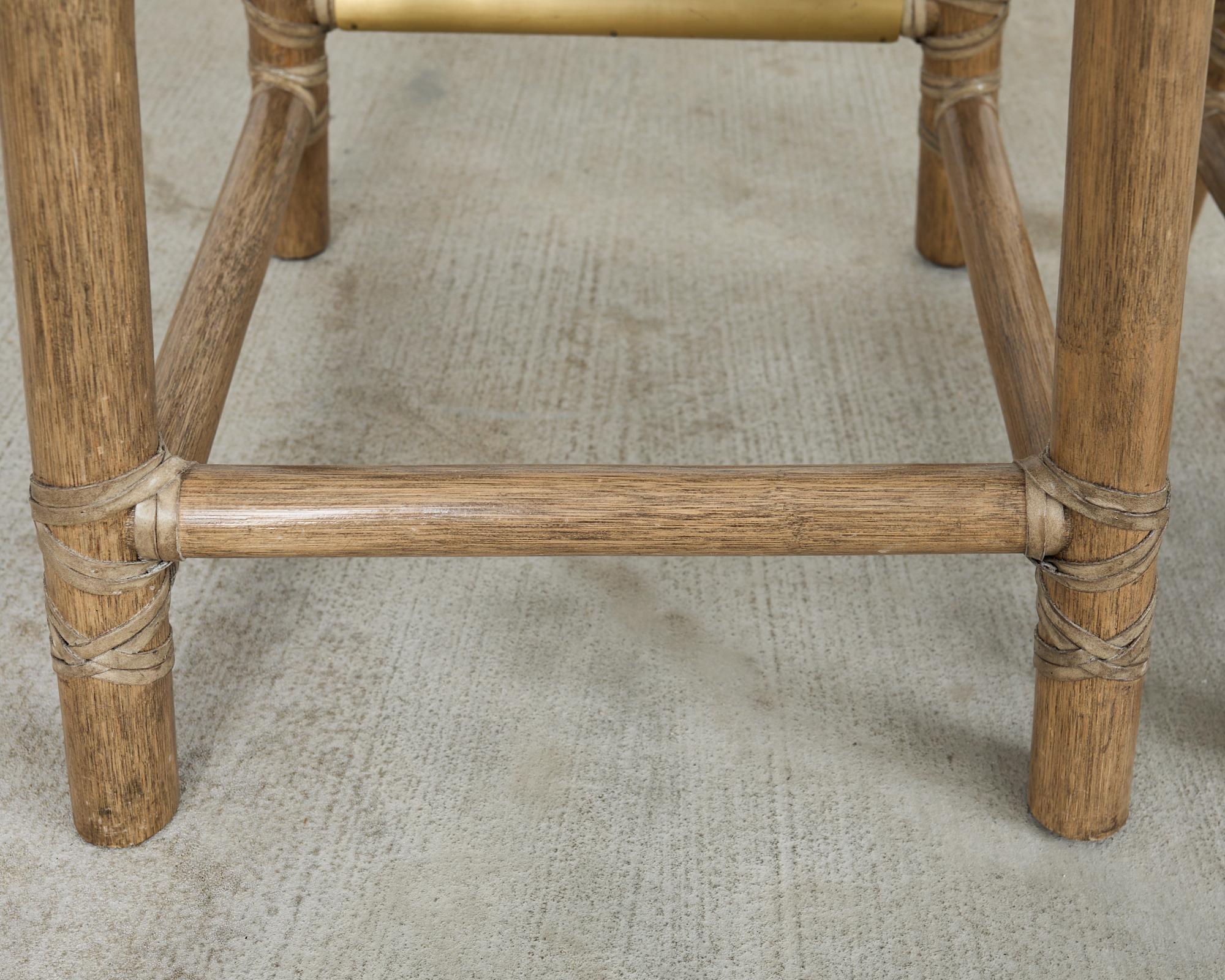 Set of Five McGuire Cerused Rattan Counter Height Barstools 8