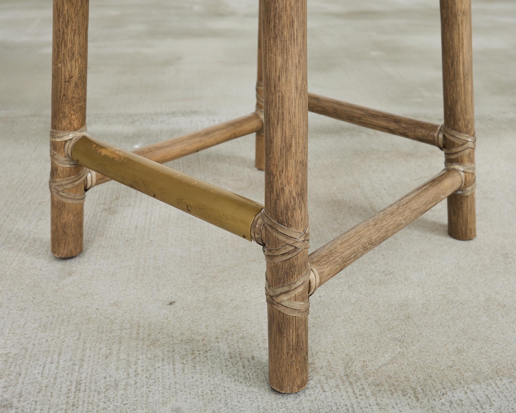 Set of Five McGuire Cerused Rattan Counter Height Barstools 10