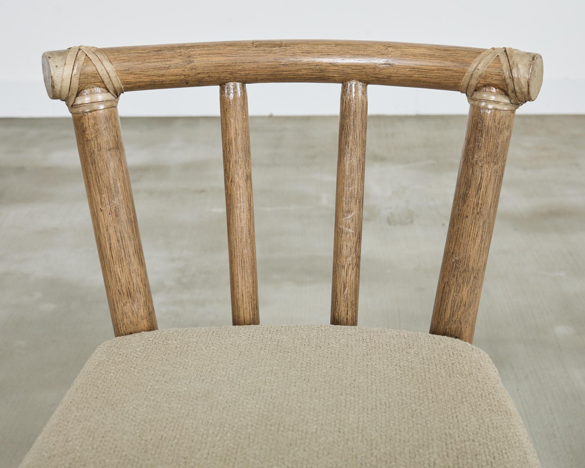 Set of Five McGuire Cerused Rattan Counter Height Barstools 11