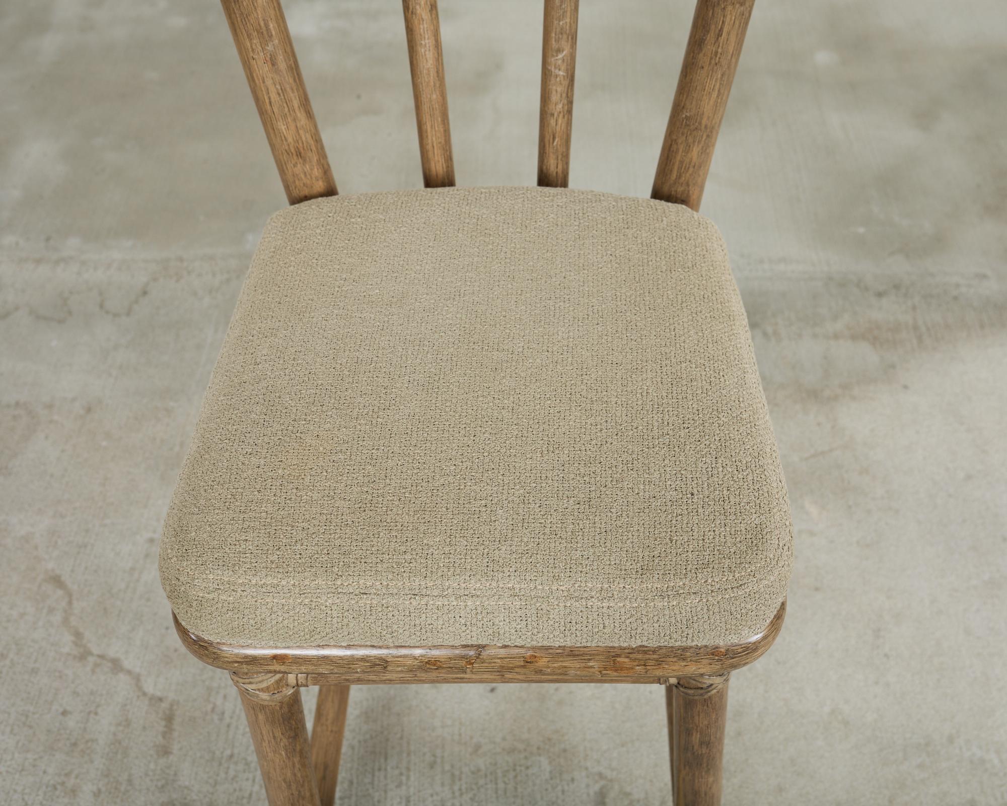 Set of Five McGuire Cerused Rattan Counter Height Barstools 12