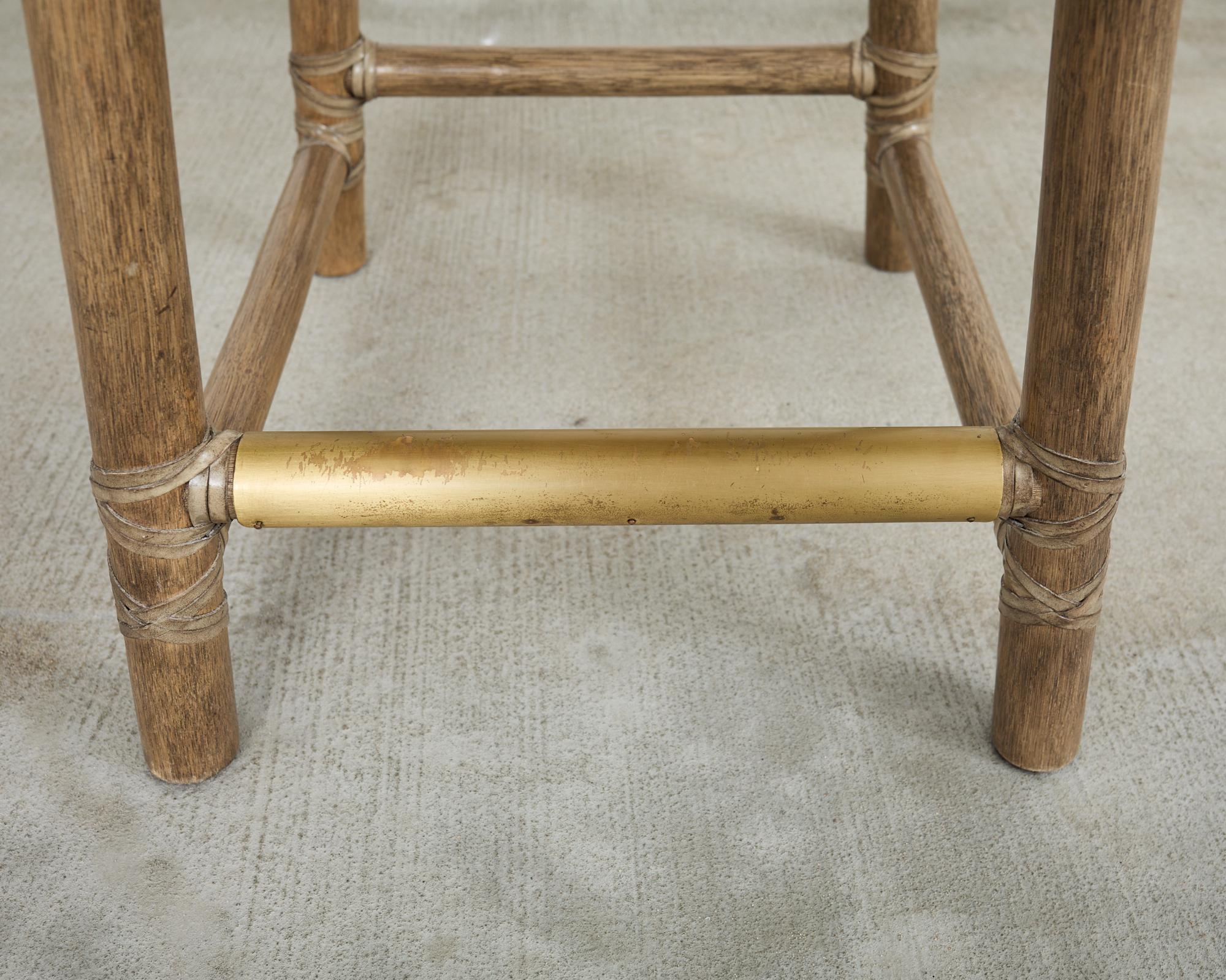 Set of Five McGuire Cerused Rattan Counter Height Barstools 13