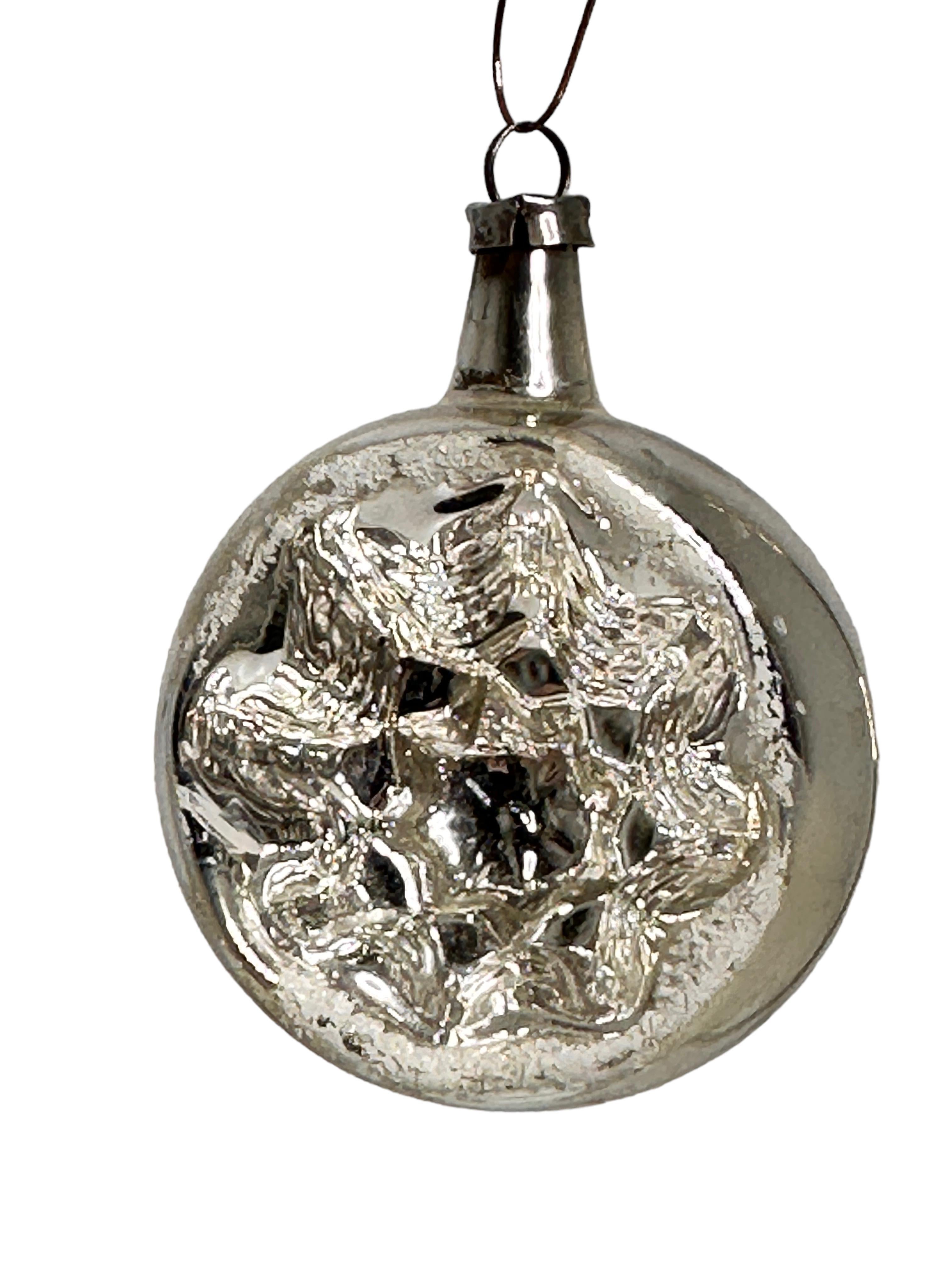 Set of Five Mercury Glass Ball Christmas Ornaments Vintage, German, 1910s For Sale 1