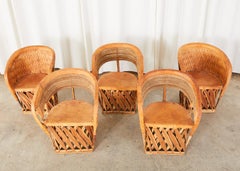 Set of Five Mexican Leather and Cedar Equipale Chairs
