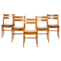 Set of Five Mid Century French Dining Chairs by Charlotte Perriand for Les Arcs