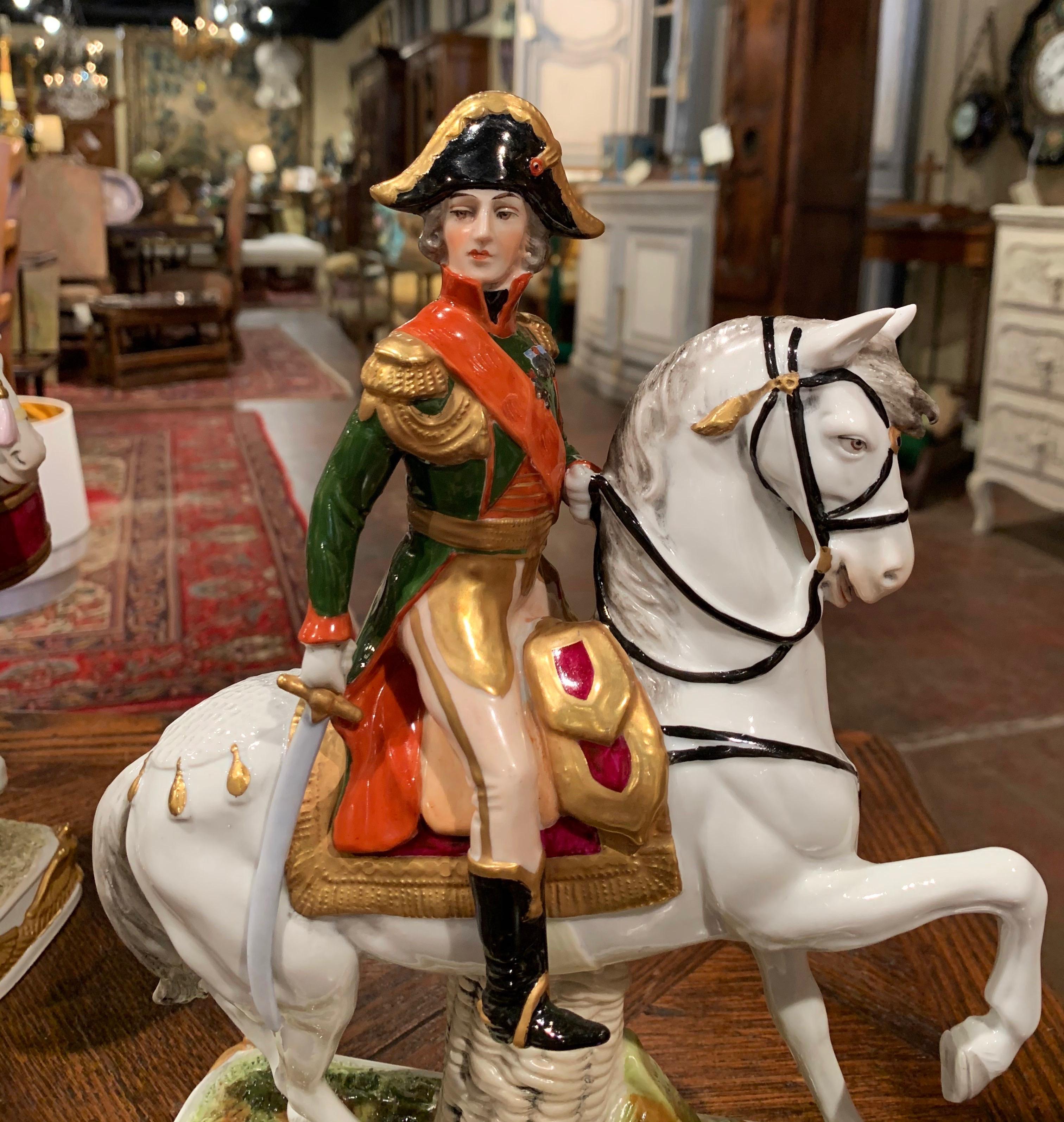 Set of Five Midcentury French Napoleonic Porcelain Riders on Horses Figures 3