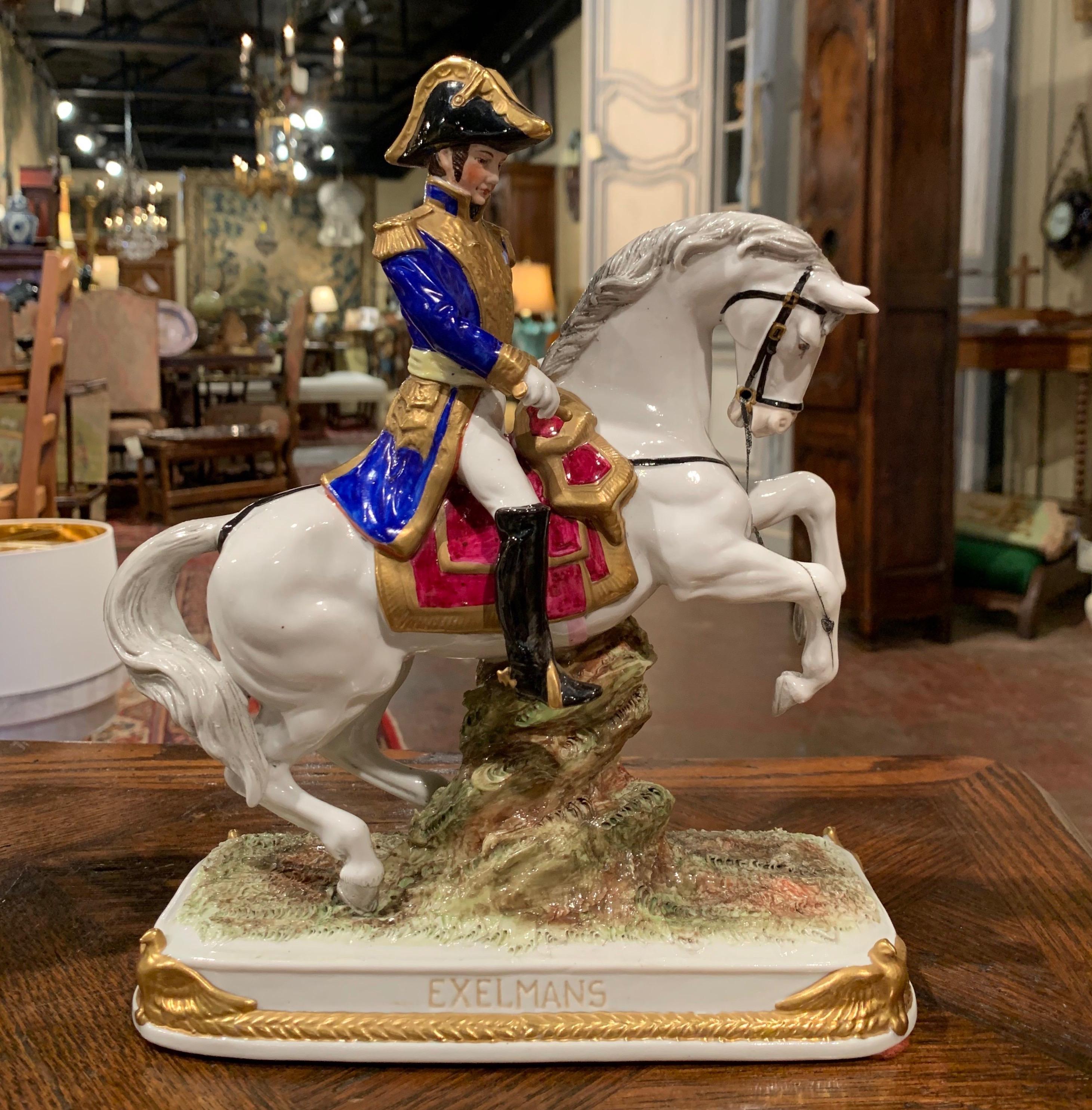 Set of Five Midcentury French Napoleonic Porcelain Riders on Horses Figures 6