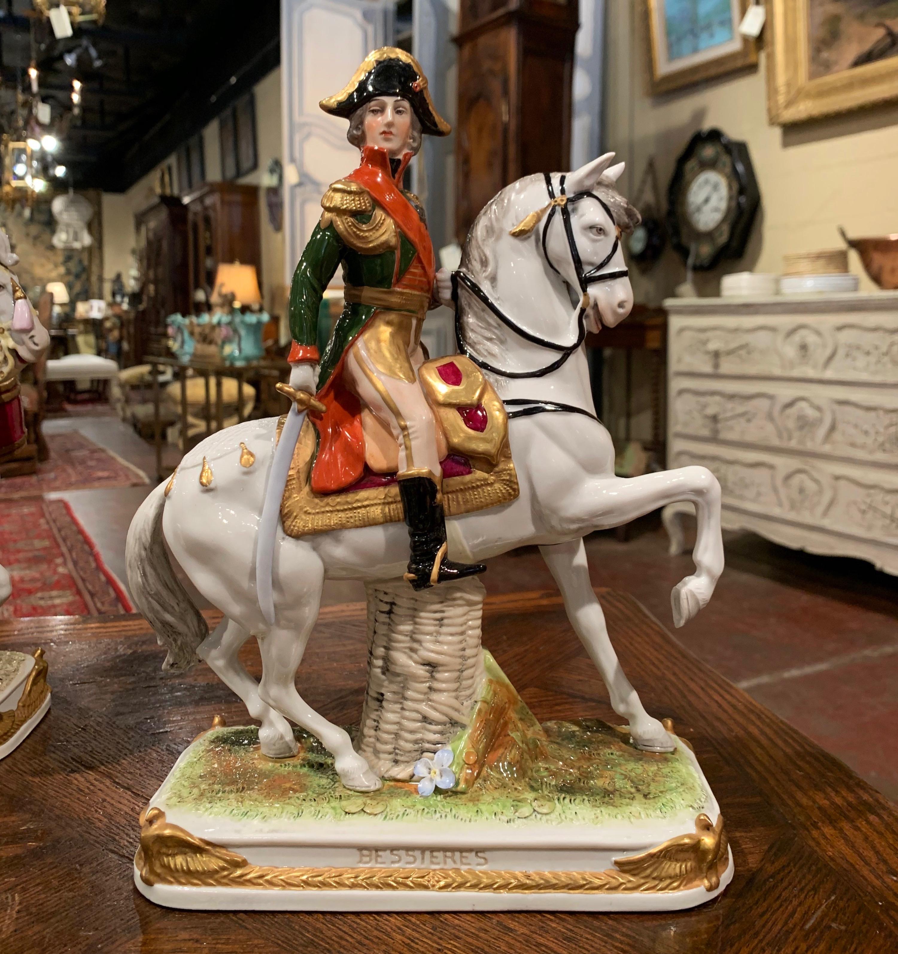 Set of Five Midcentury French Napoleonic Porcelain Riders on Horses Figures 2