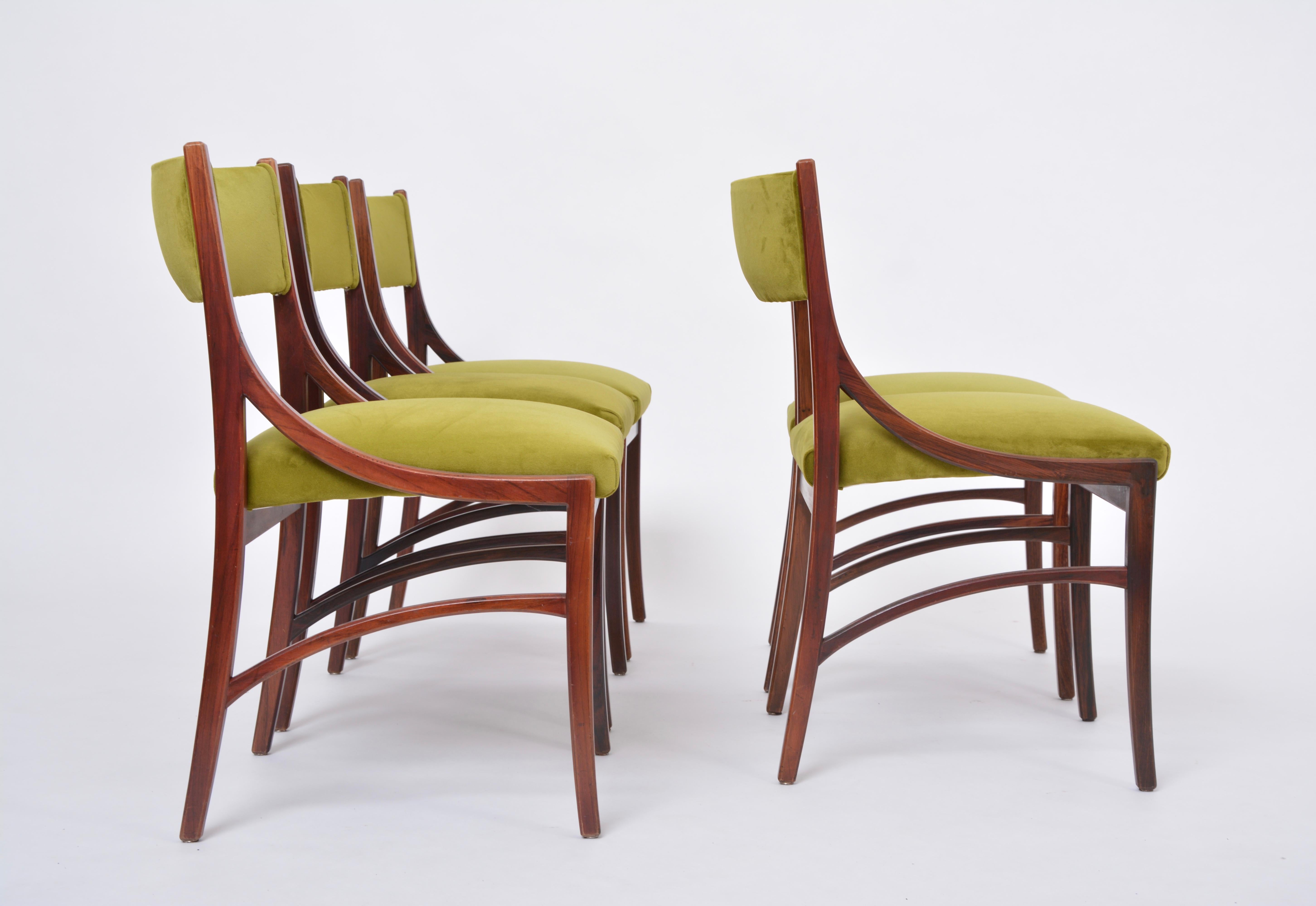 Set of five Mid-Century Modern Green reupholstered Dining Chairs by Ico Parisi  For Sale 1