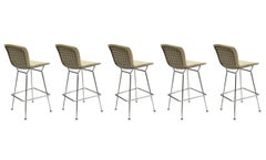 Set of Five Mid-Century Modern Harry Bertoia for Knoll Wire Bar Stools