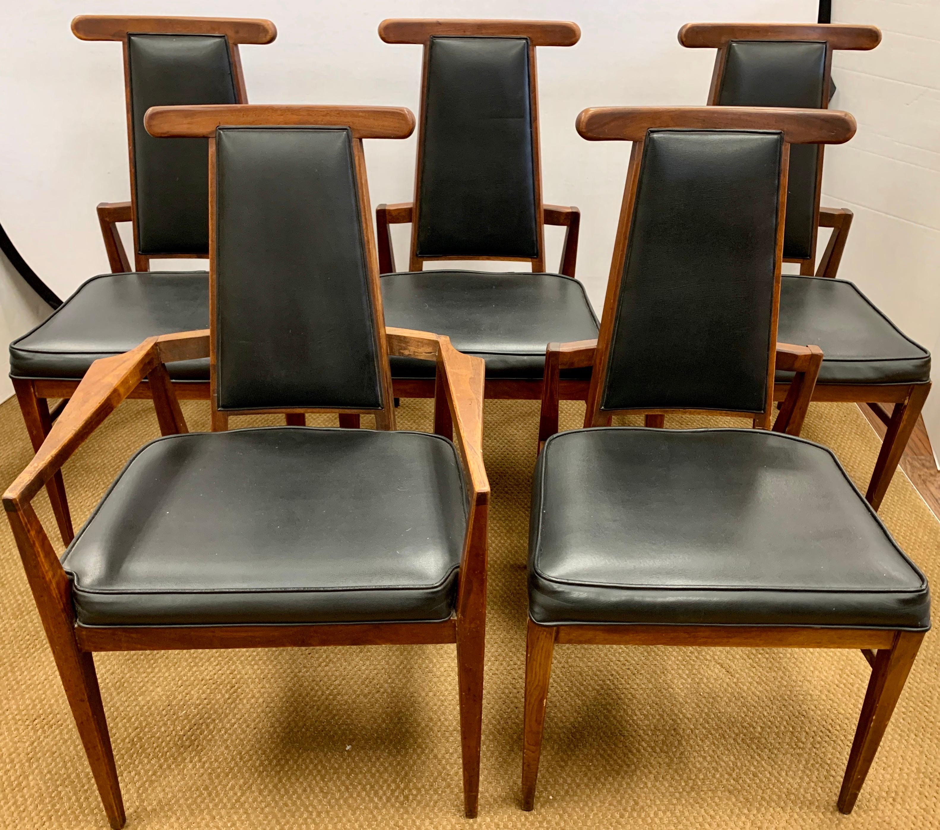 Fabric Set of Five Mid-Century Modern Signed Foster-McDavid Ox Sculptural Dining Chairs