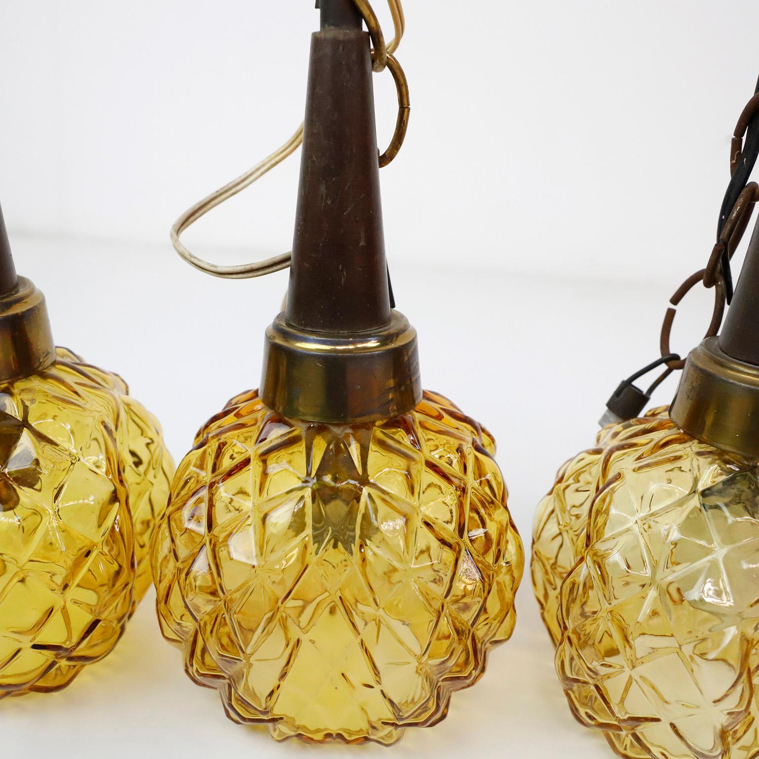 Mid-Century Modern Set of Five Midcentury Pendant Lamps For Sale