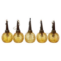 Vintage Set of Five Midcentury Pendant Lamps