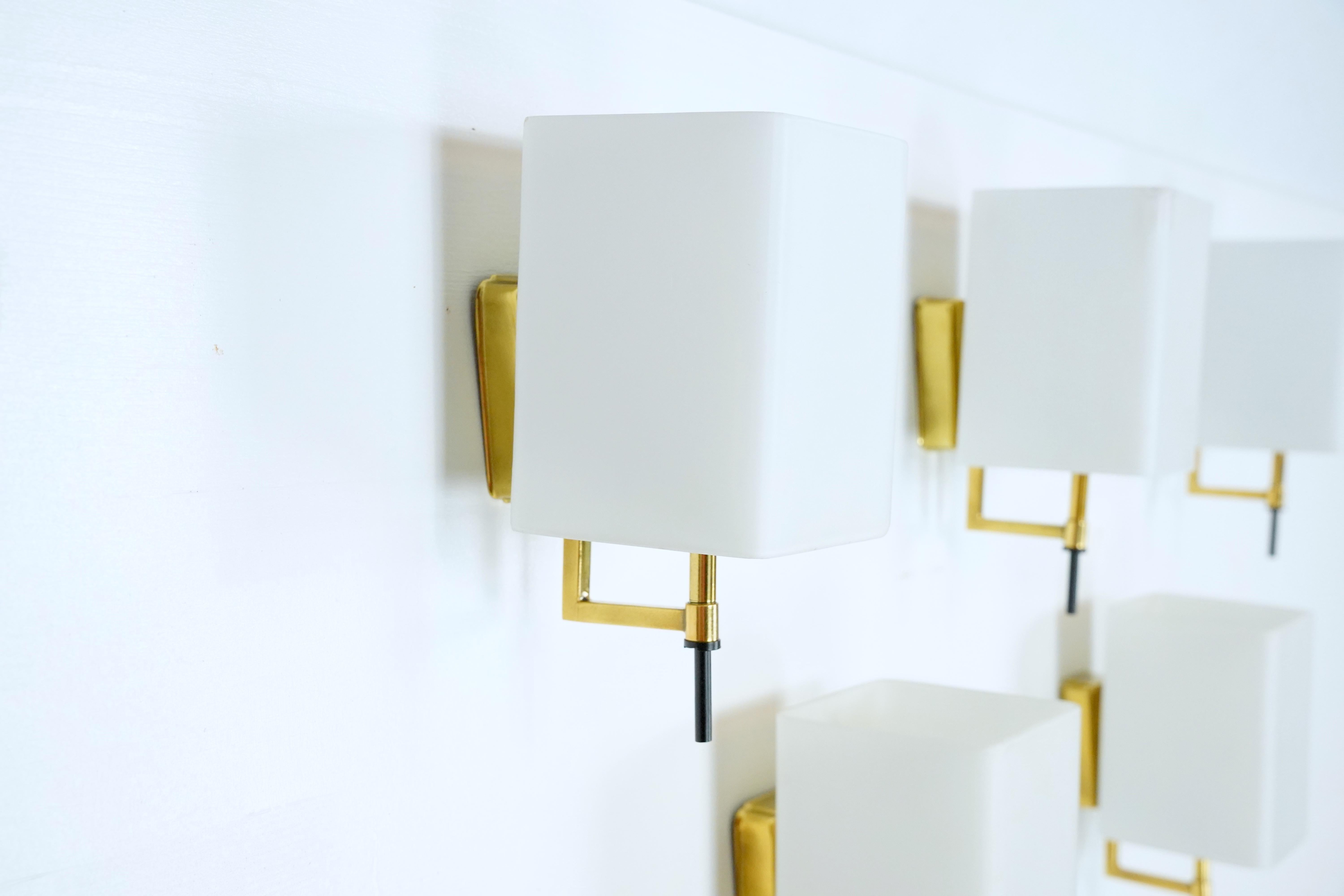 Brass Set of five Mid-century sconces by Stilnovo. Italy 1950s For Sale