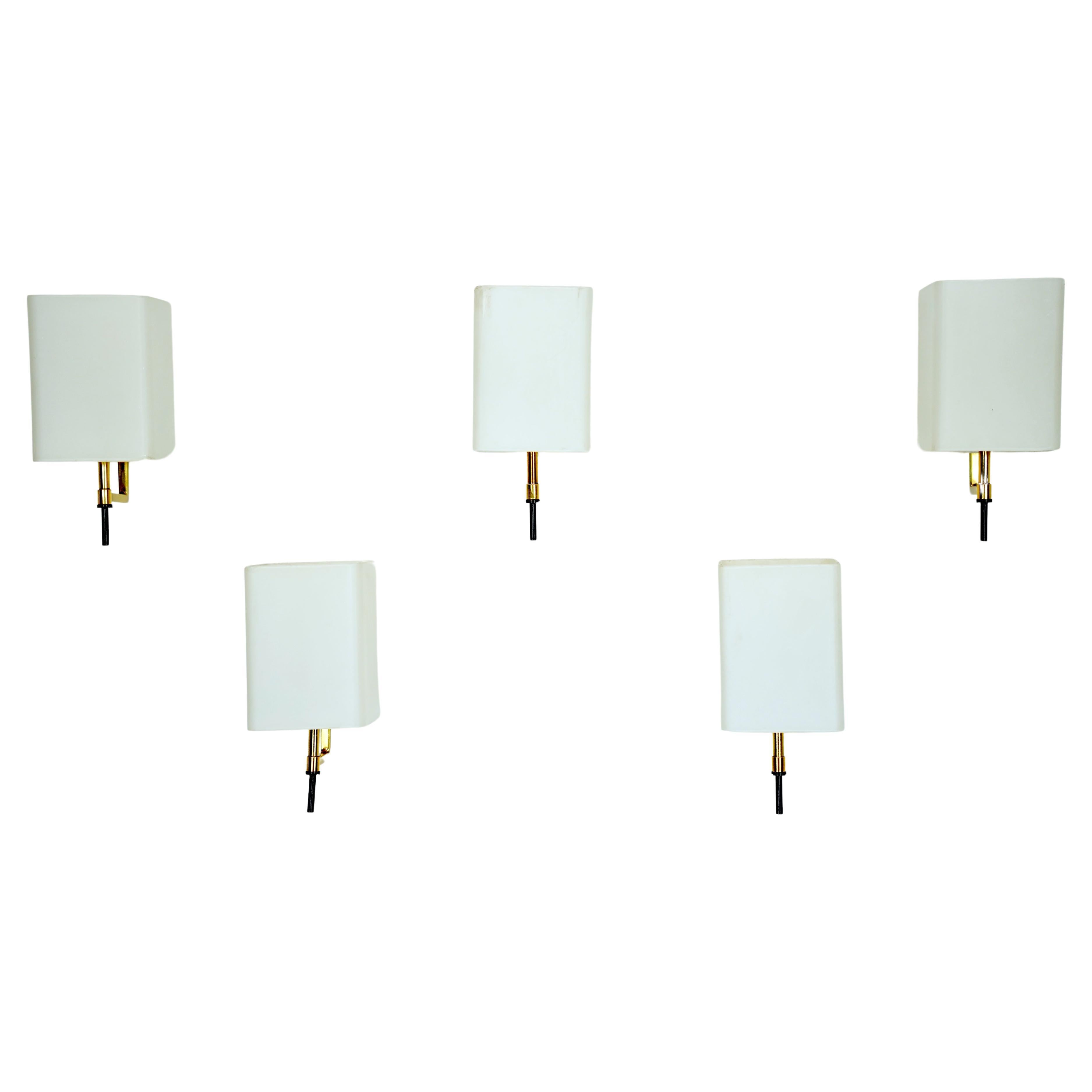 Set of five Mid-century sconces by Stilnovo. Italy 1950s For Sale