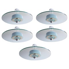 Set of Five Mid-Century Semi-Flush Mounts by Fratelli Martini . Italy, 1970
s.