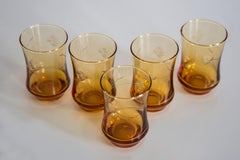 Set of Five Mid Century Small Yellow Glasses, Europe, 1960s