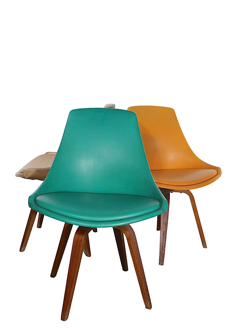 Set of Five MidCentury Swivel Dining Chairs by I V Chair Company Brooklyn Ny For Sale at 1stDibs