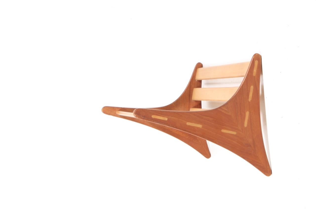 Set of Five Midcentury Wall Shelves in Teak & Beech, Designed by Børge Mogensen 1