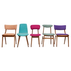 Vintage Set of Five Mid Century Wool Chairs, Rajmund Halas, Europe, 1960s