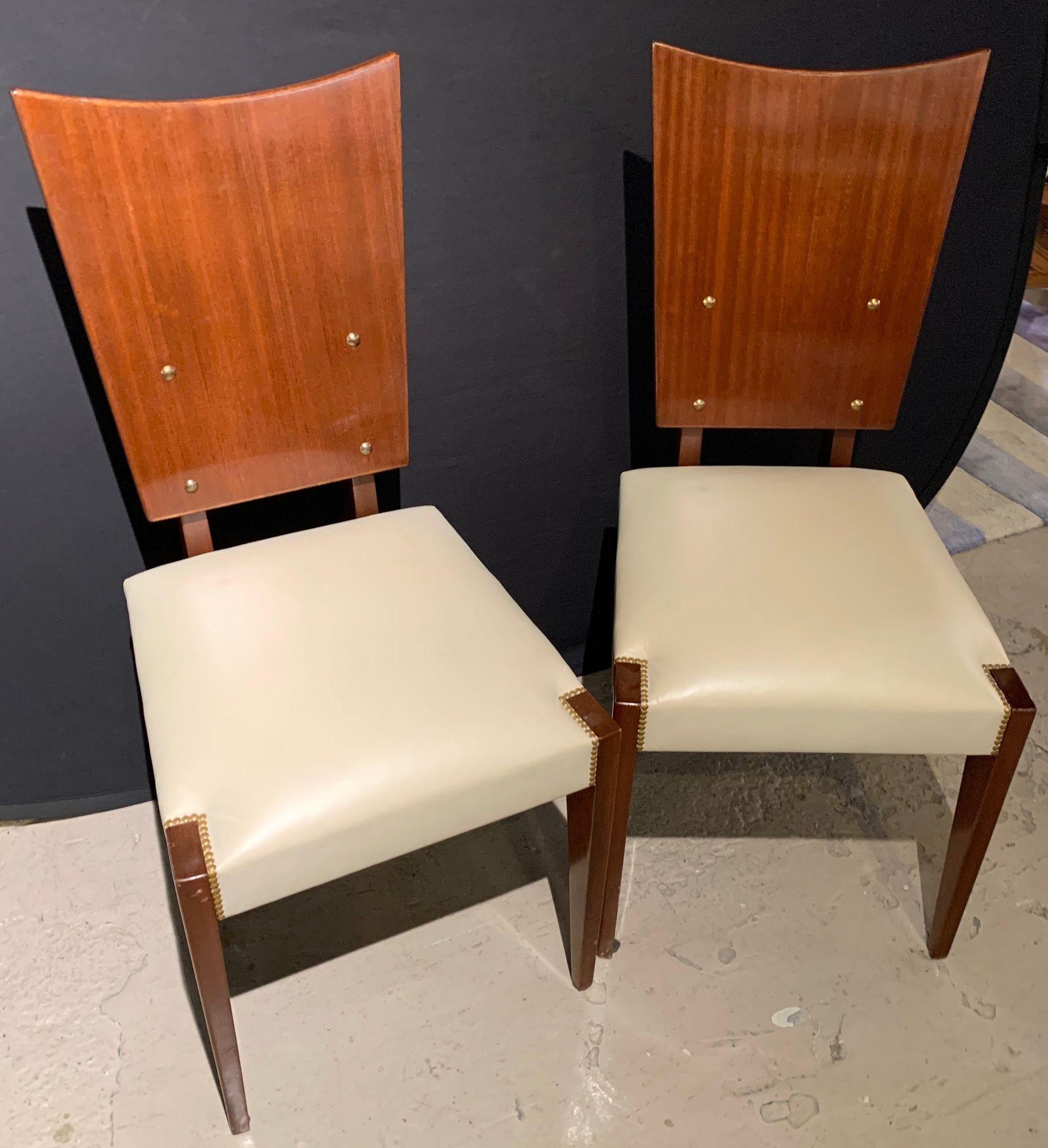 Art Deco Set of Five French Andre Sornay Style Mid-Century Modern Dining / Side Chairs For Sale