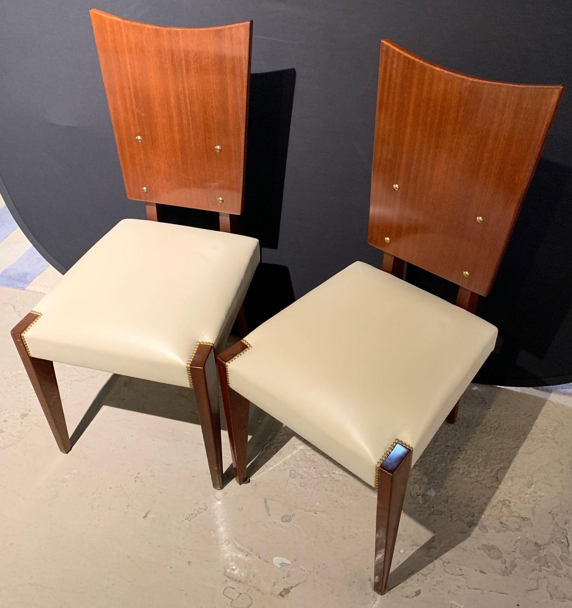 Set of Five French Andre Sornay Style Mid-Century Modern Dining / Side Chairs In Good Condition For Sale In Stamford, CT