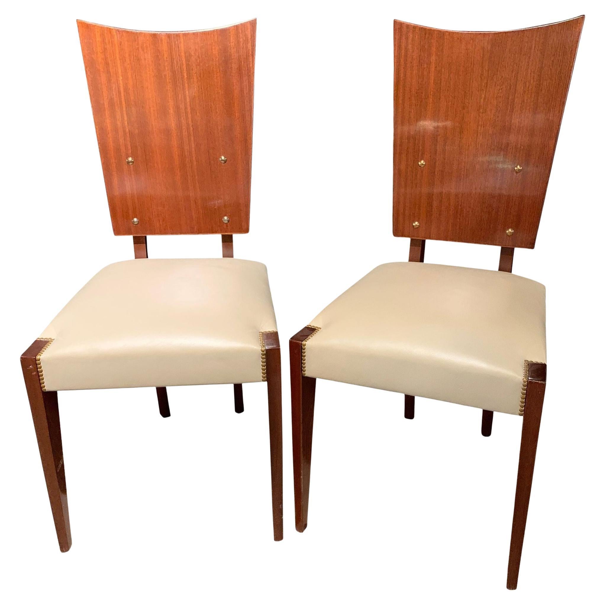 Set of Five French Andre Sornay Style Mid-Century Modern Dining / Side Chairs