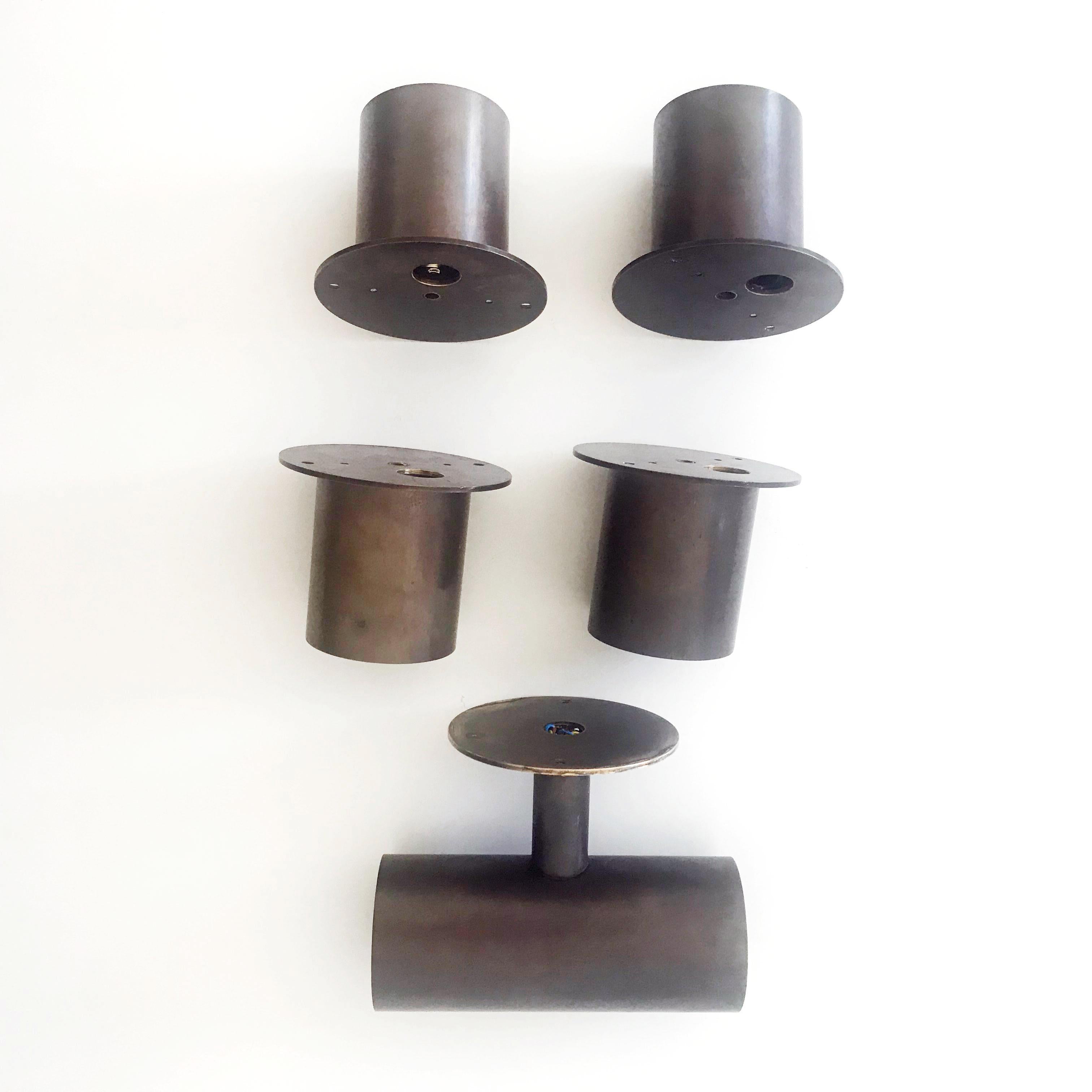 Set of Five Midcentury Bronze Flush Mounts or Wall Lamps, 1970s, Germany 3