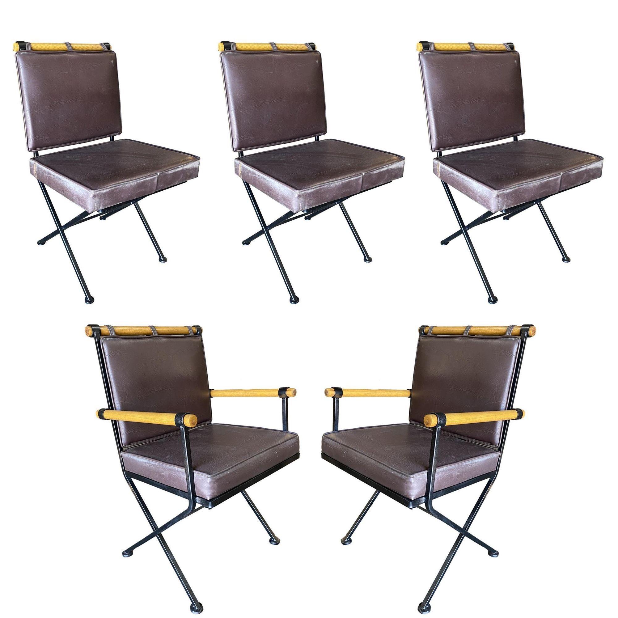 Ensemble de cinq chaises de réalisateur du milieu du siècle dernier dans le style de Cleo Baldon en vente 6